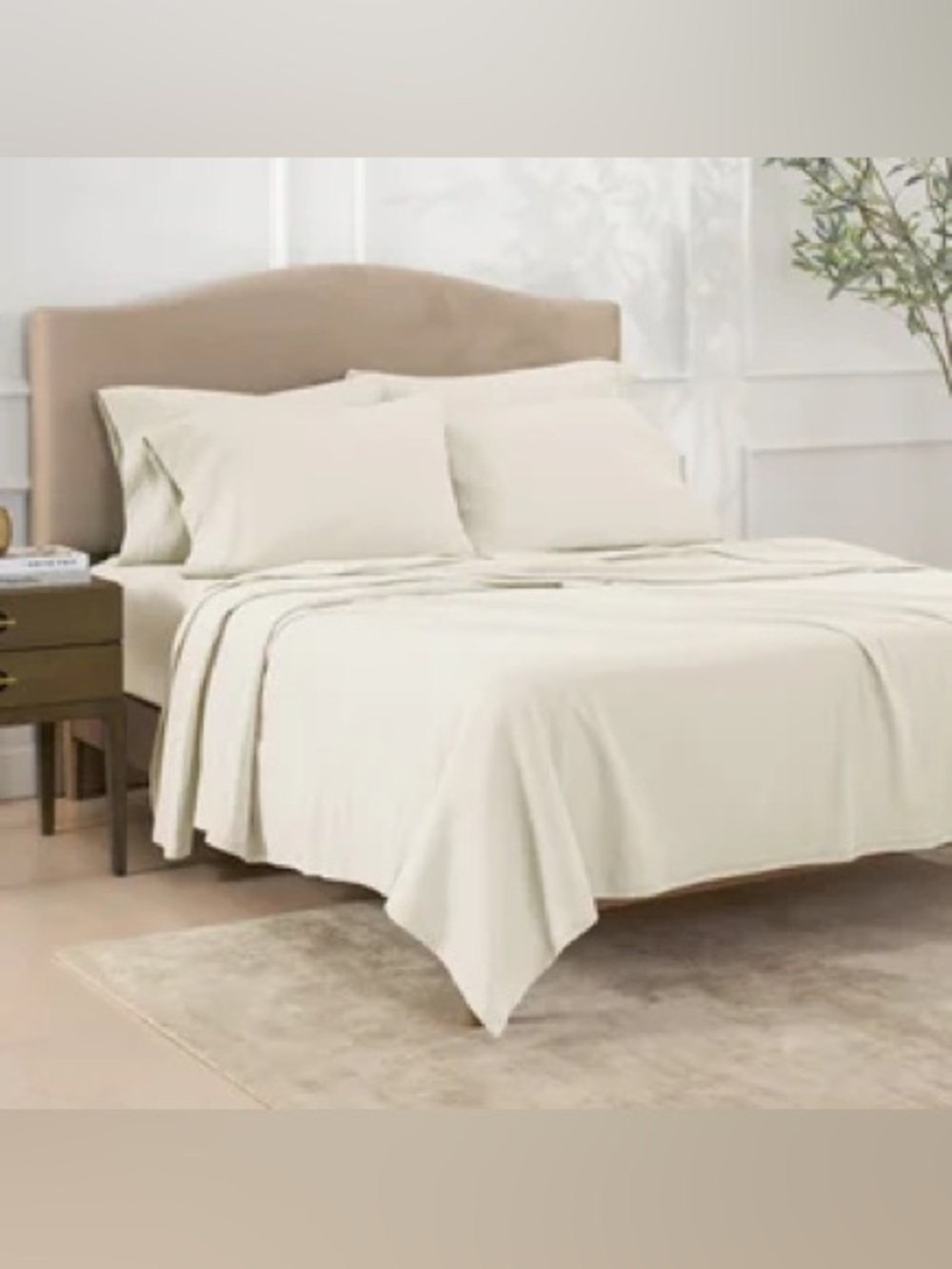 Charisma Cotton Jersey Knit 6-piece Sheet Set, King, Ivory NWOT